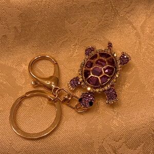 Purple Turtle Keychain with Gold Accents